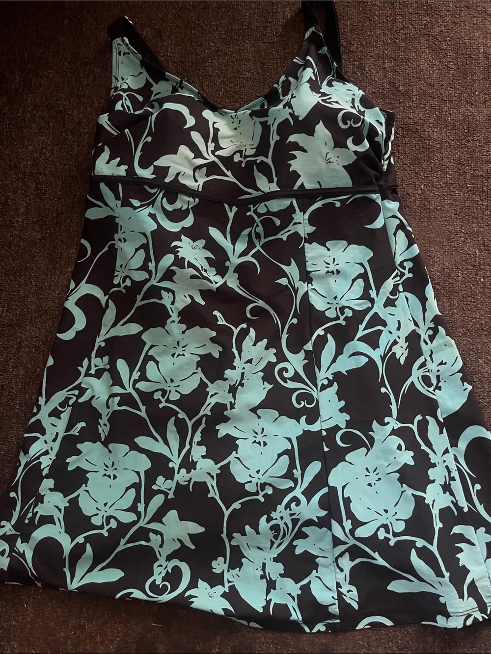 Black and Mint Floral Swim Mini with Supportive Empire Seam